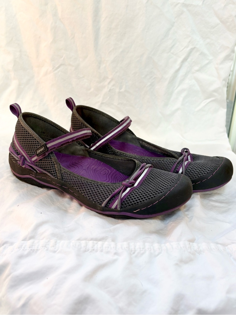 JSport by Jambu Gray and Purple Mesh Mary Janes